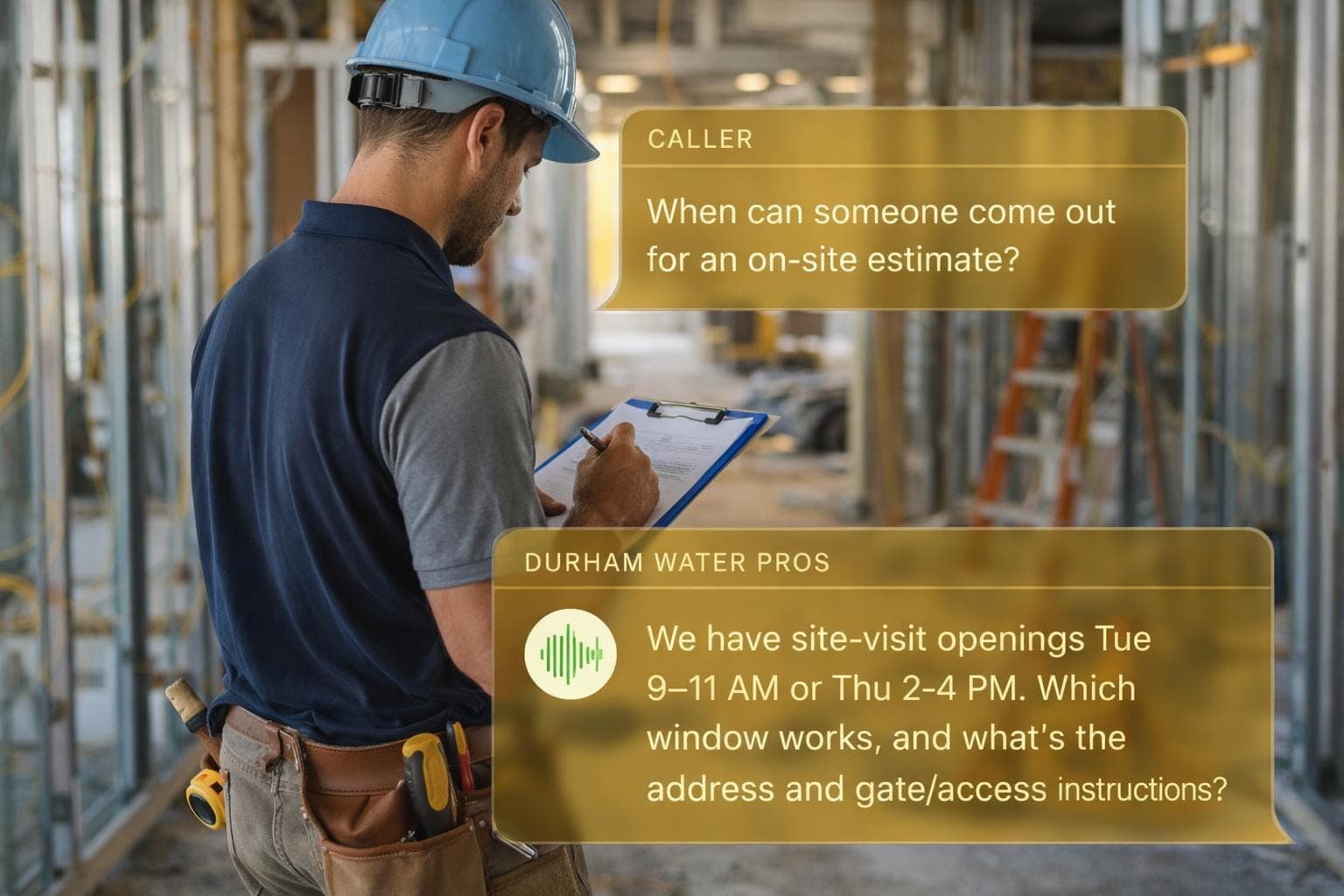 Estimate and site visit scheduling